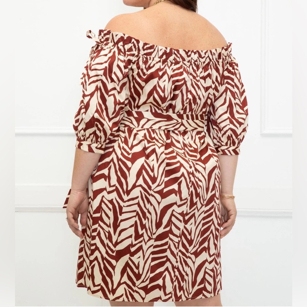 Eloquii Elements Off The Shoulder Cotton Pullover Belted Dress Size 22 - Picture 2 of 7